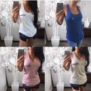 Blue and white tanks